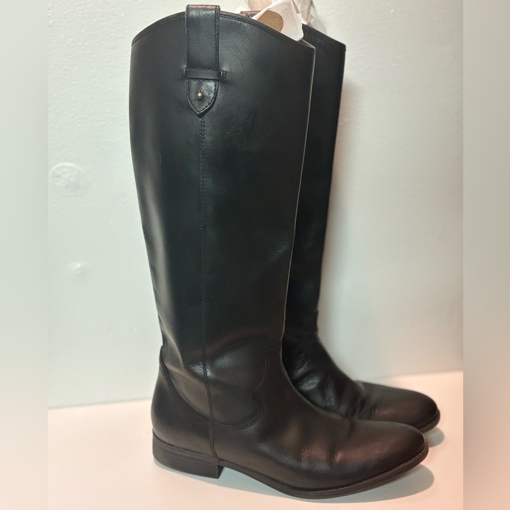 Frye Black Leather Knee High Boots Cowgirl sz7.5M Whimsigoth Grunge